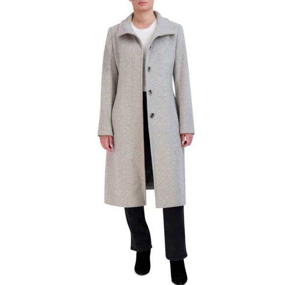 NWOT Cole Haan Women's Minimal Wool Blend Car Coat US 2 Light Gray Long Winter - Picture 13 of 13